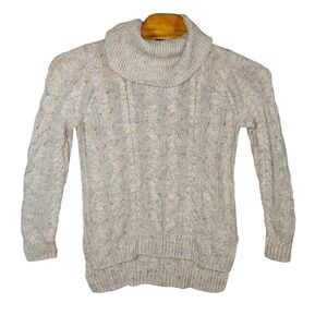 Just Jeans Cable Knit Cowl Neck Sweater Womens Small Preppy Fisherman Wool Blend